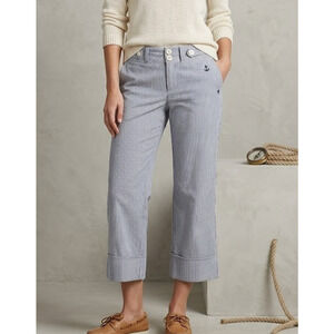 G1 Basic Goods Seersucker Pants Womens 0 Blue White Striped Sailor Wide Leg Crop